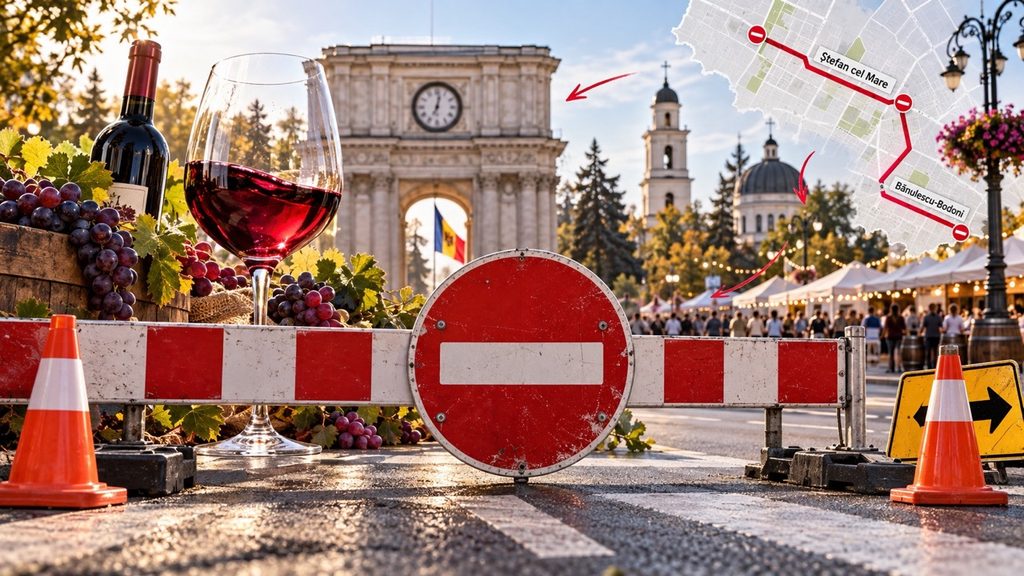 Какие улицы перекроют в центре Кишинёва 3–4 октября из-за Дня вина