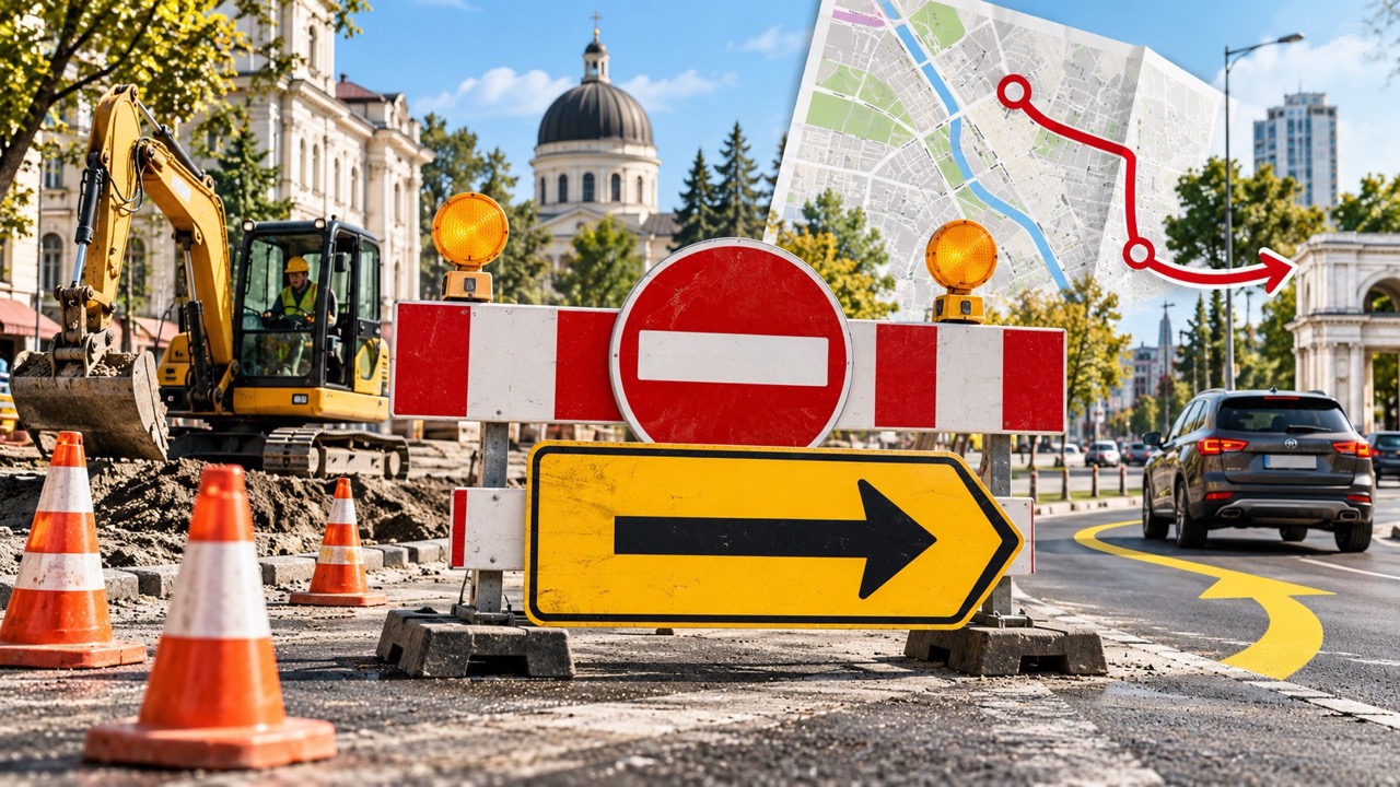 Перекрытия Колумна и Анри Коандэ в Кишинёве с 22 октября по 23 ноября 2026. Какие участки закрыты, как объехать и где возможны пробки.