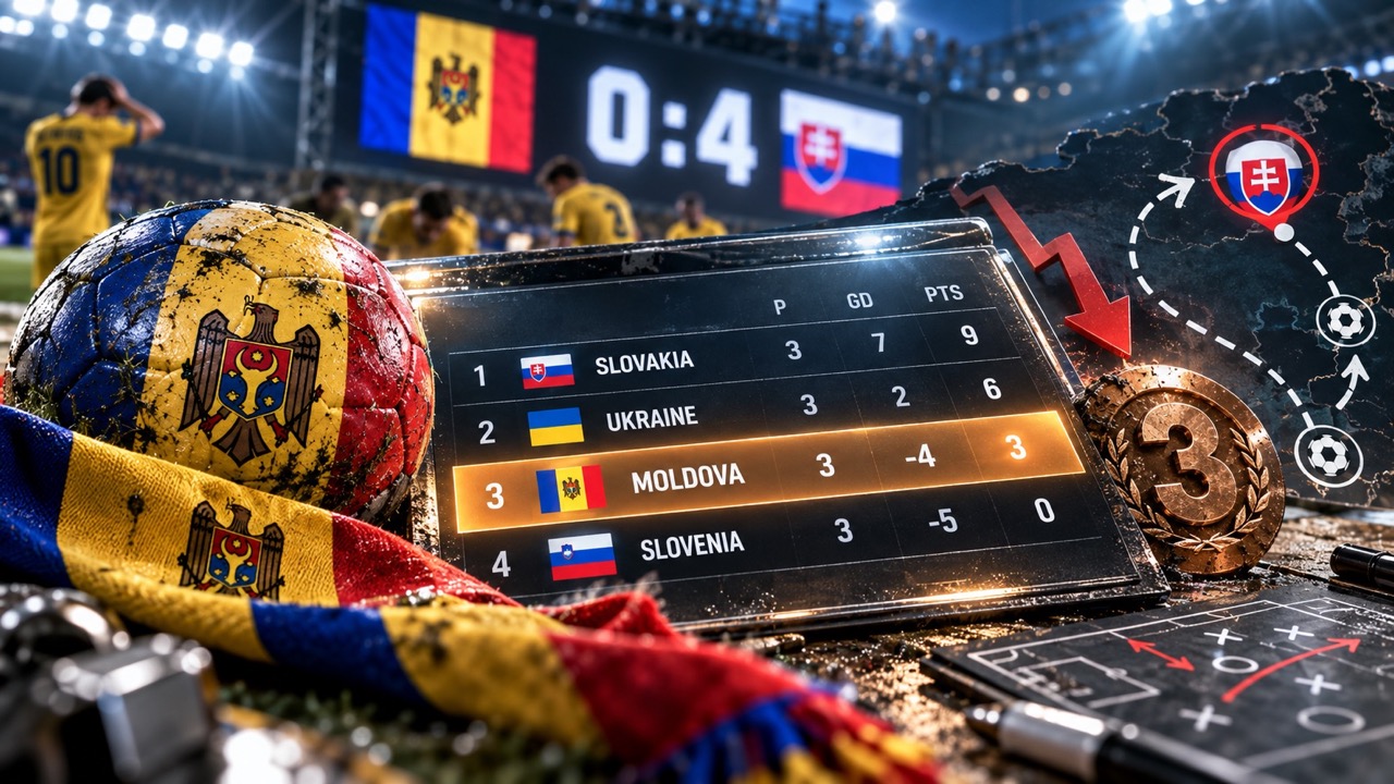Турнирная таблица Лиги наций 2026 на 9 октября: Молдова на третьем месте после поражения от Словакии 0:4. Очки, результаты и расписание игр.