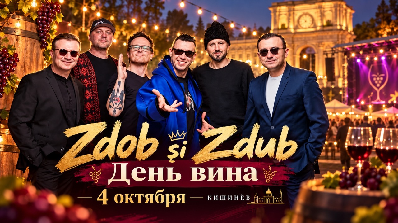 Zdob și Zdub выступят на Дне вина в Кишиневе 4 октября 2026. Где пройдет концерт, когда ждать группу и во сколько конец программы на PMAN.